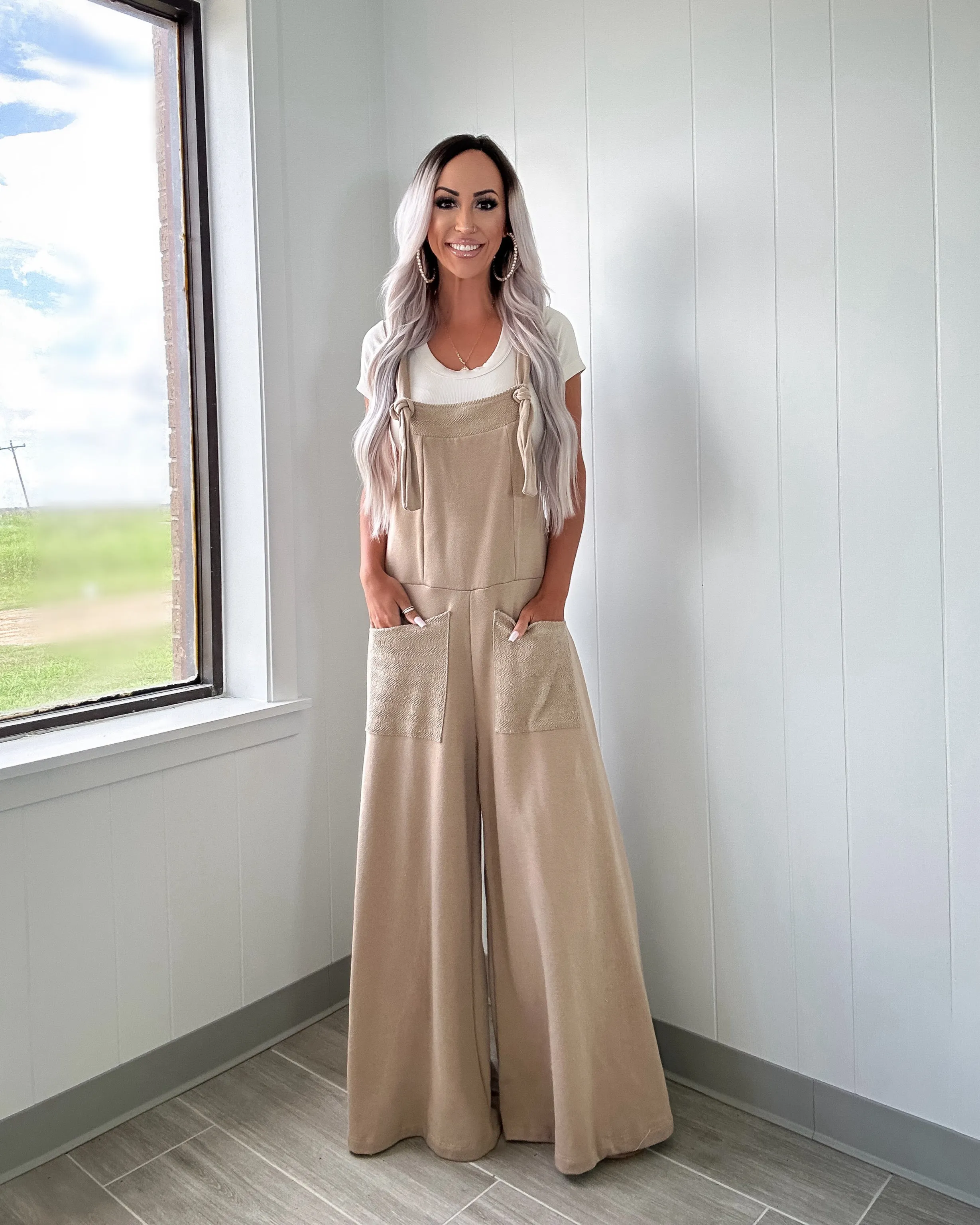 Rustic Charm Pocket Jumpsuit - Taupe
