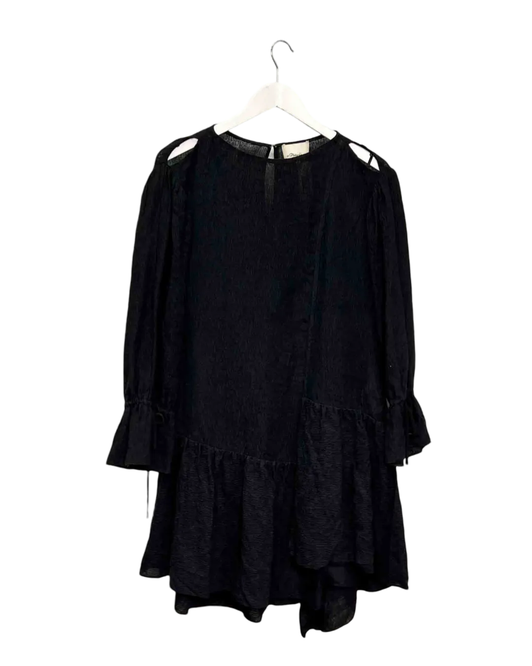 Size 0 (8) | 3.1 Phillip Lim Black Silk Blend Textured Midi Dress
