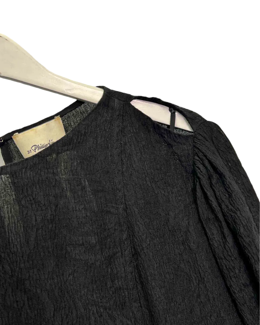 Size 0 (8) | 3.1 Phillip Lim Black Silk Blend Textured Midi Dress
