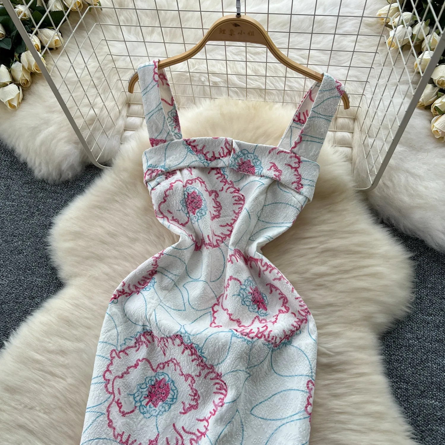 Square Neckline Printed Slip Dress