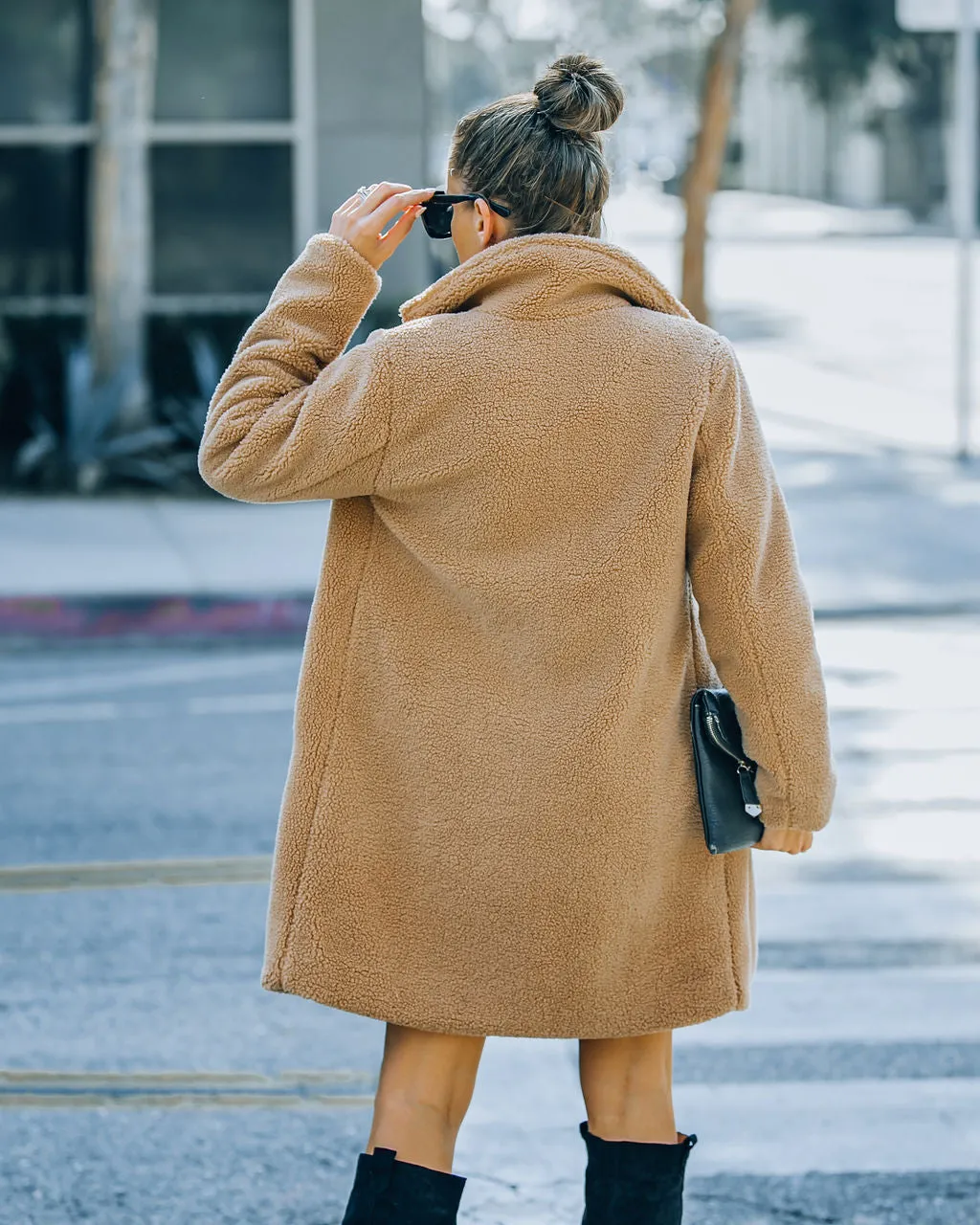 TastyHottie - Mountain View Pocketed Teddy Coat - Camel