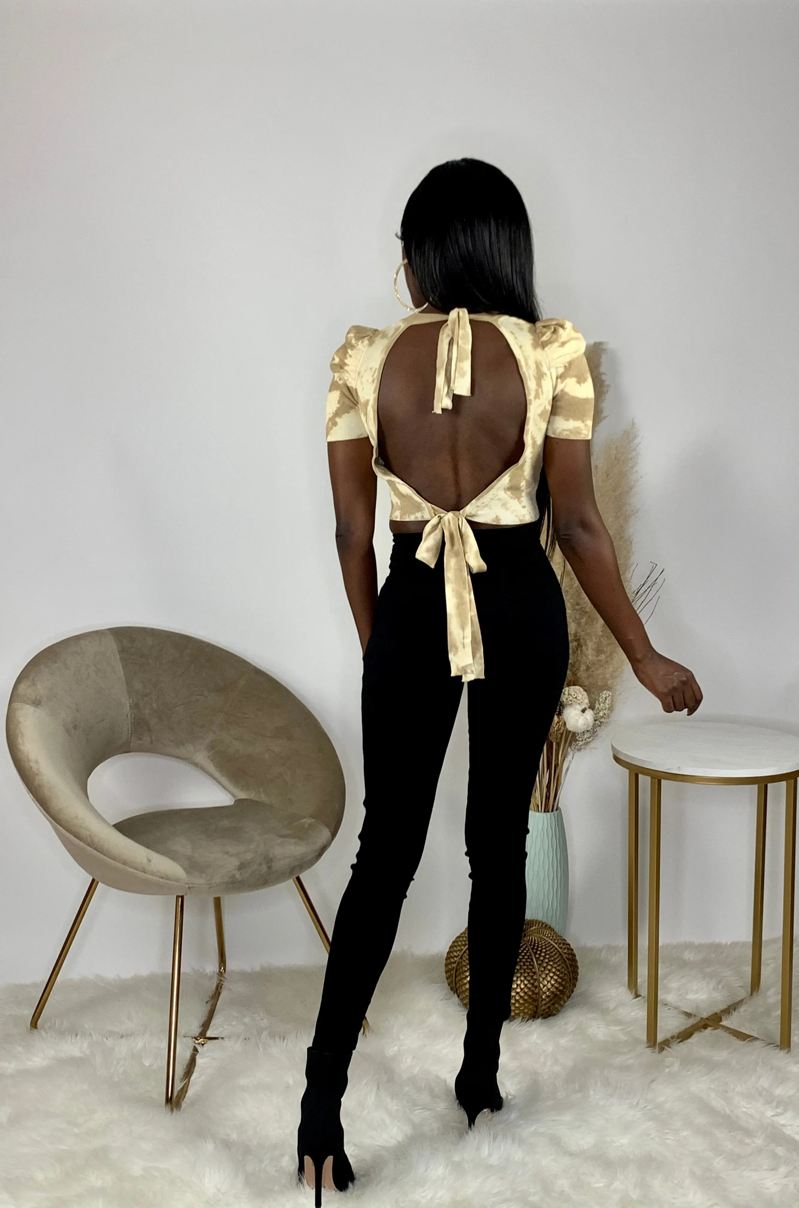 Tie Dye Knit Top | Taupe