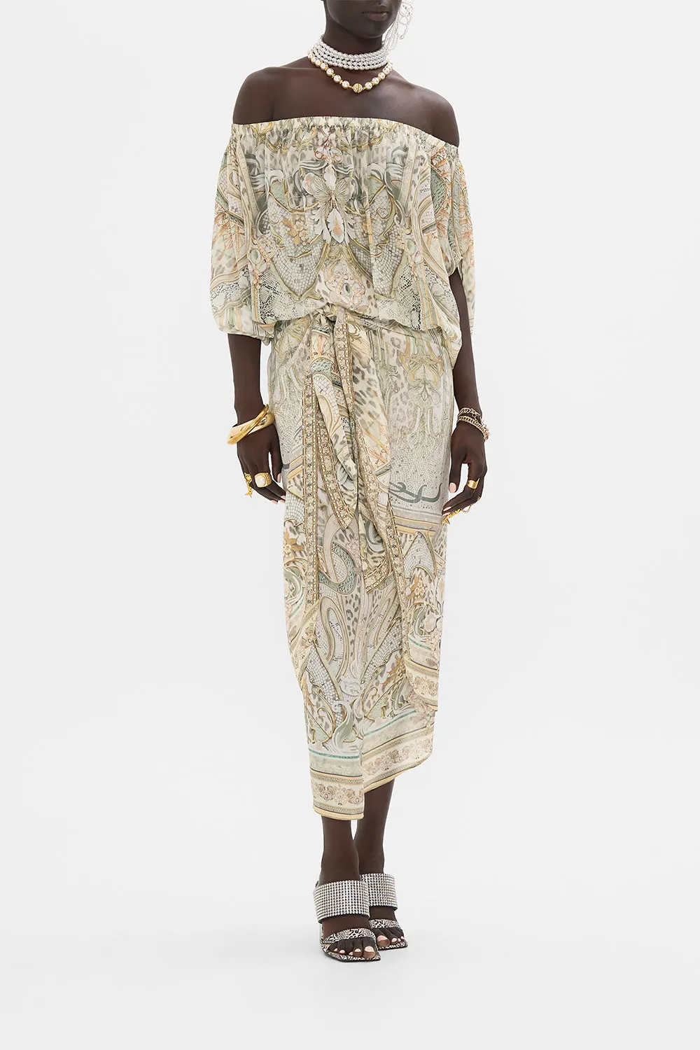 TIE FRONT SKIRT IVORY TOWER TALES