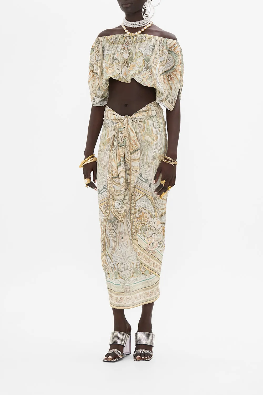 TIE FRONT SKIRT IVORY TOWER TALES