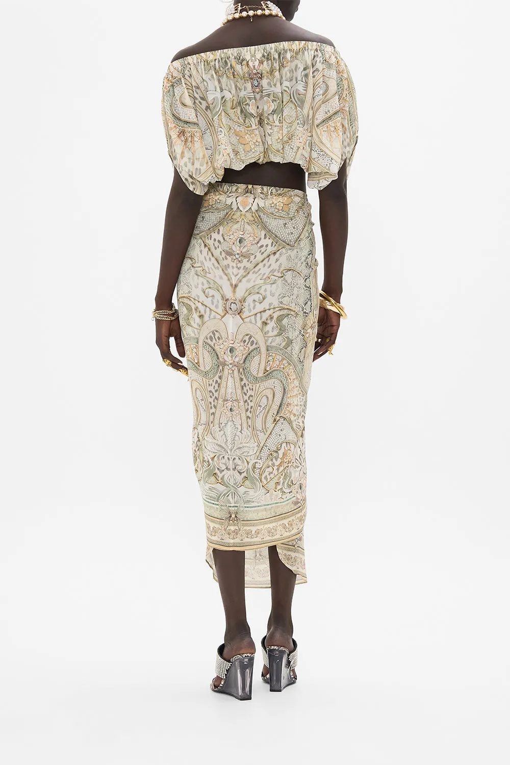 TIE FRONT SKIRT IVORY TOWER TALES