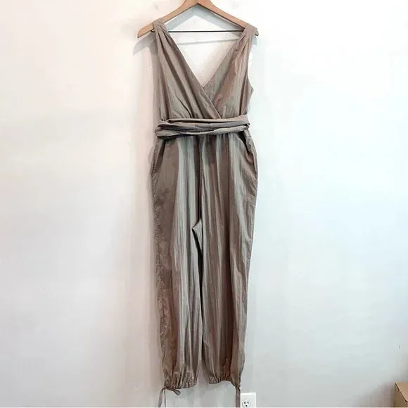 V-Neck Sash Belt Jogger Jumpsuit