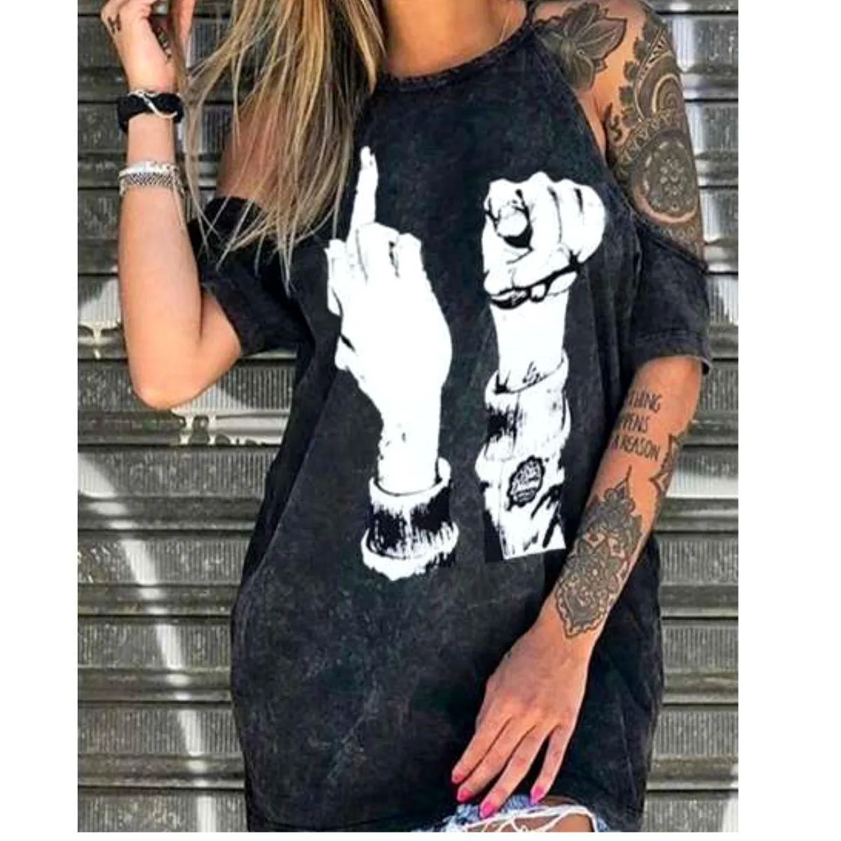 Women's Edgy Rose Skull Top